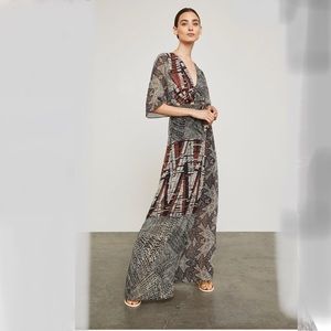 NWT- bcbg patchwork maxi wrap dress
